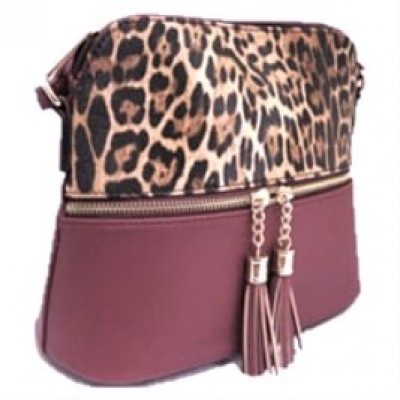 HY5245-CAMEL LEOPARD VEGAN LEATHER CROSSBODY BAG